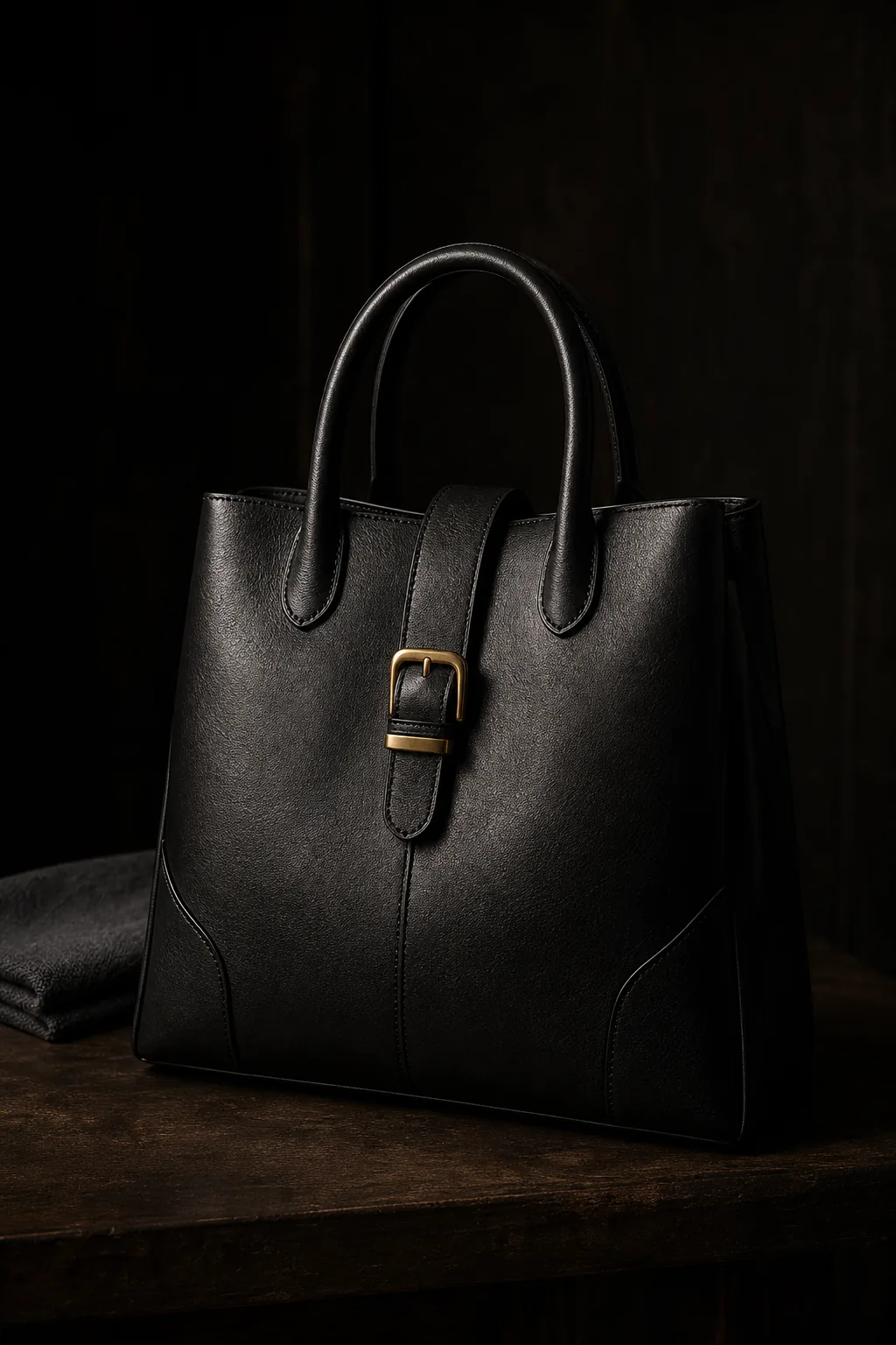 A restored black leather bag with a clean, even finish